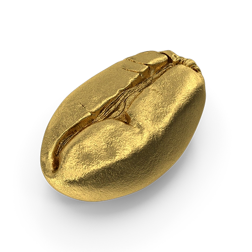 golden coffee bean with moderate shadow