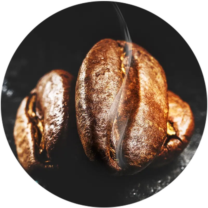 three well and freshly roasted coffee beans