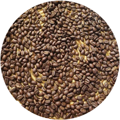 حبوب بن إثيوبي محمّصة كاملة على صينية تقليدية منسوجة من القش